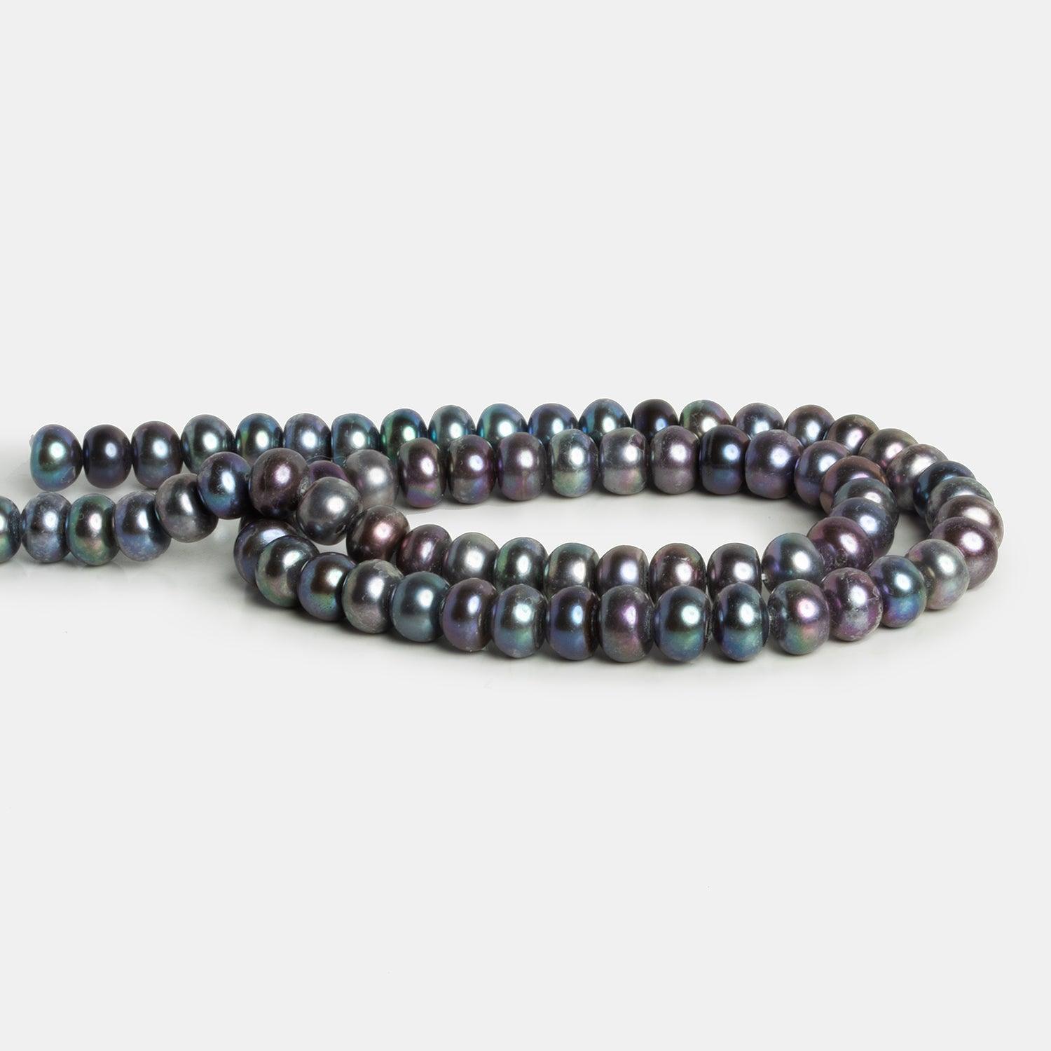 7mm Peacock Button pearls 16 inch 65 beads - The Bead Traders
