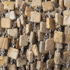 7mm Picture Jasper Plain Square Silver plated Chain by the foot 21 beads - The Bead Traders
