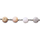 7mm Pink Peruvian Opal plain coin Black Gold plated Chain by the foot - The Bead Traders