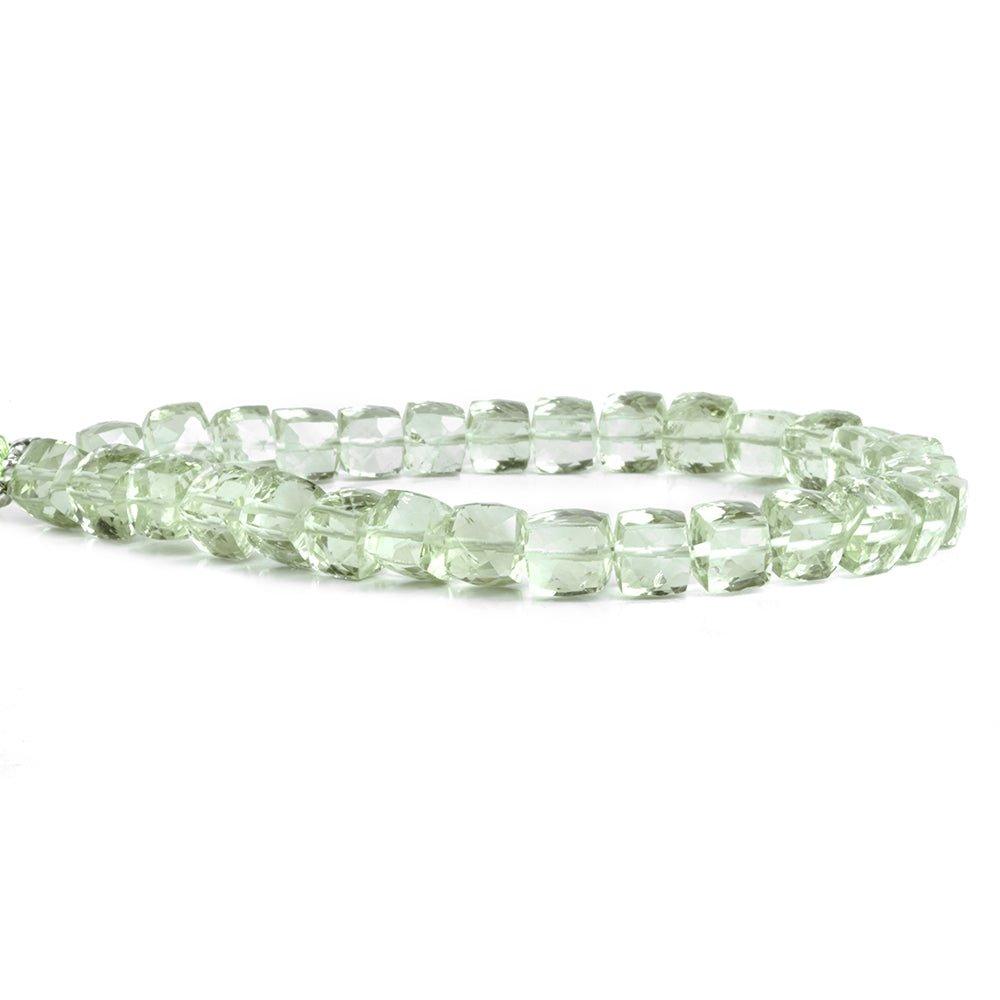7mm Prasiolite Faceted Cube Beads 8 inch 30 pieces - The Bead Traders