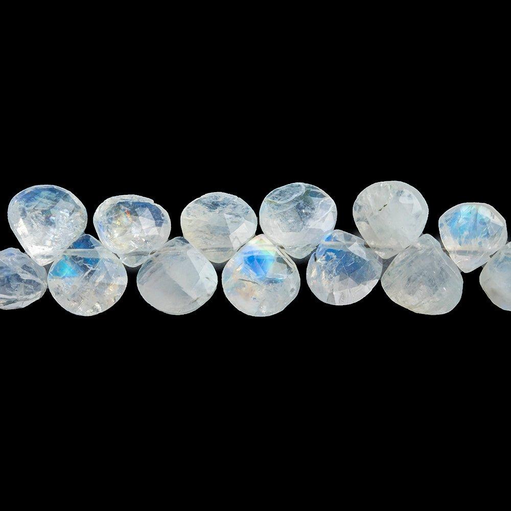 7mm Rainbow Moonstone Faceted Heart Beads 8 inch 40 pieces - The Bead Traders