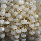 7mm Rainbow Moonstone faceted rondelle Gold plated Chain by the foot 29pcs - The Bead Traders