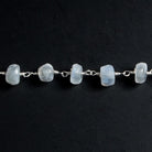 7mm Rainbow Moonstone faceted rondelle Silver plated Chain by the foot 29pcs - The Bead Traders