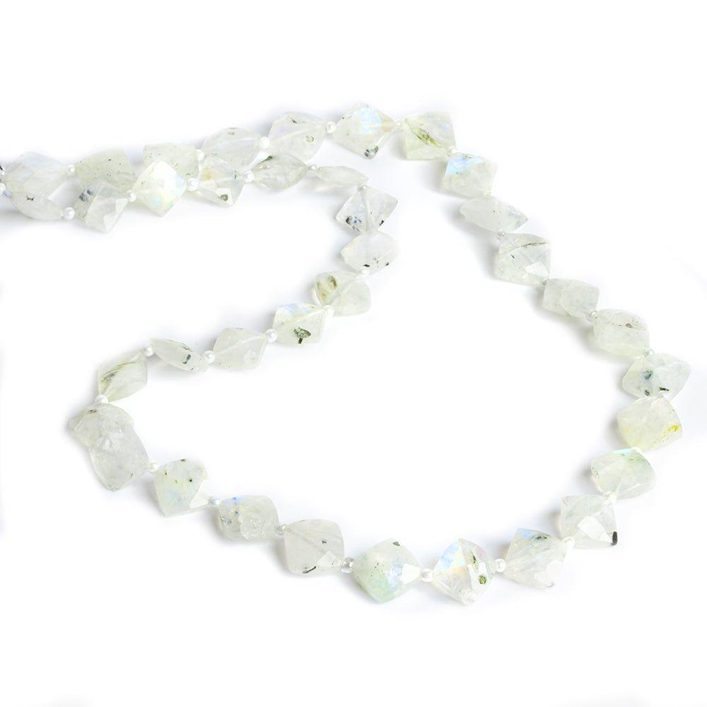 7mm Rainbow Moonstone Faceted Square Beads 16 inch 39 pieces - The Bead Traders