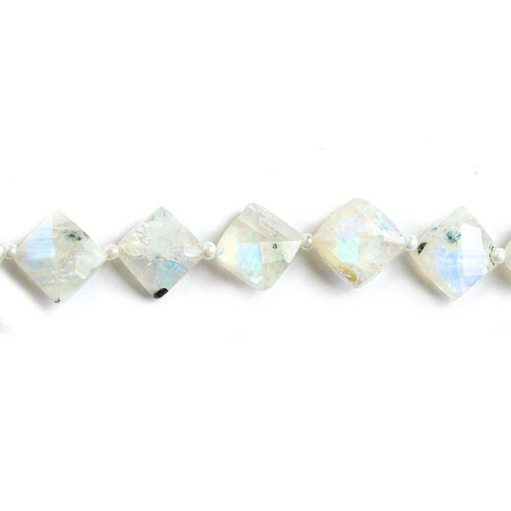 7mm Rainbow Moonstone Faceted Square Beads 16 inch 39 pieces - The Bead Traders