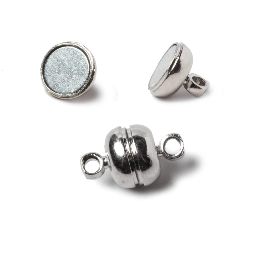 7mm Rhodium Silver plated Brass Ball Magnetic Clasp Set of 5 pieces - The Bead Traders