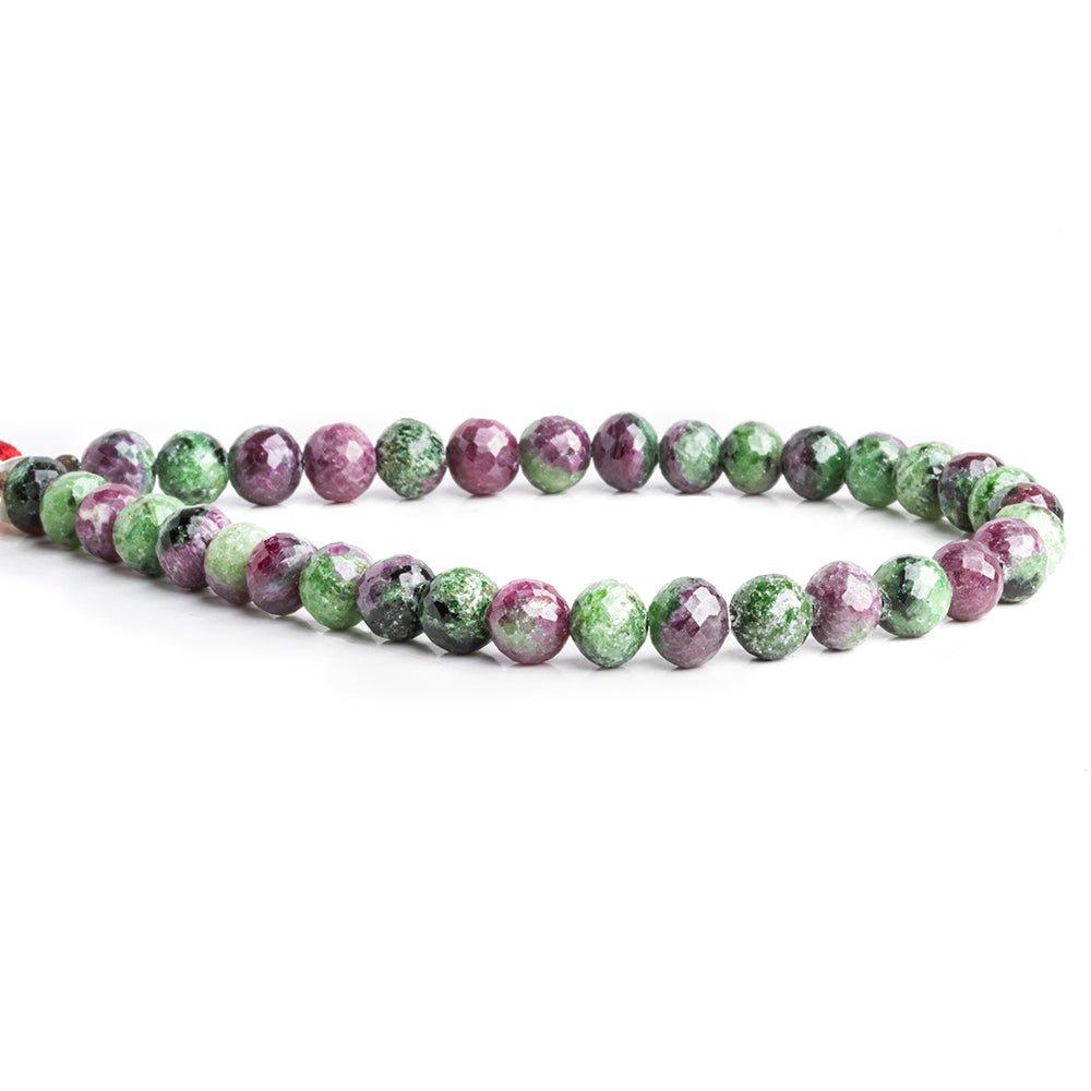 7mm Ruby in Zoisite Faceted Round Beads 8 inch 35 pieces - The Bead Traders