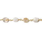 7mm Rutilated Quartz Faceted Coin Gold Chain 23 pieces - The Bead Traders