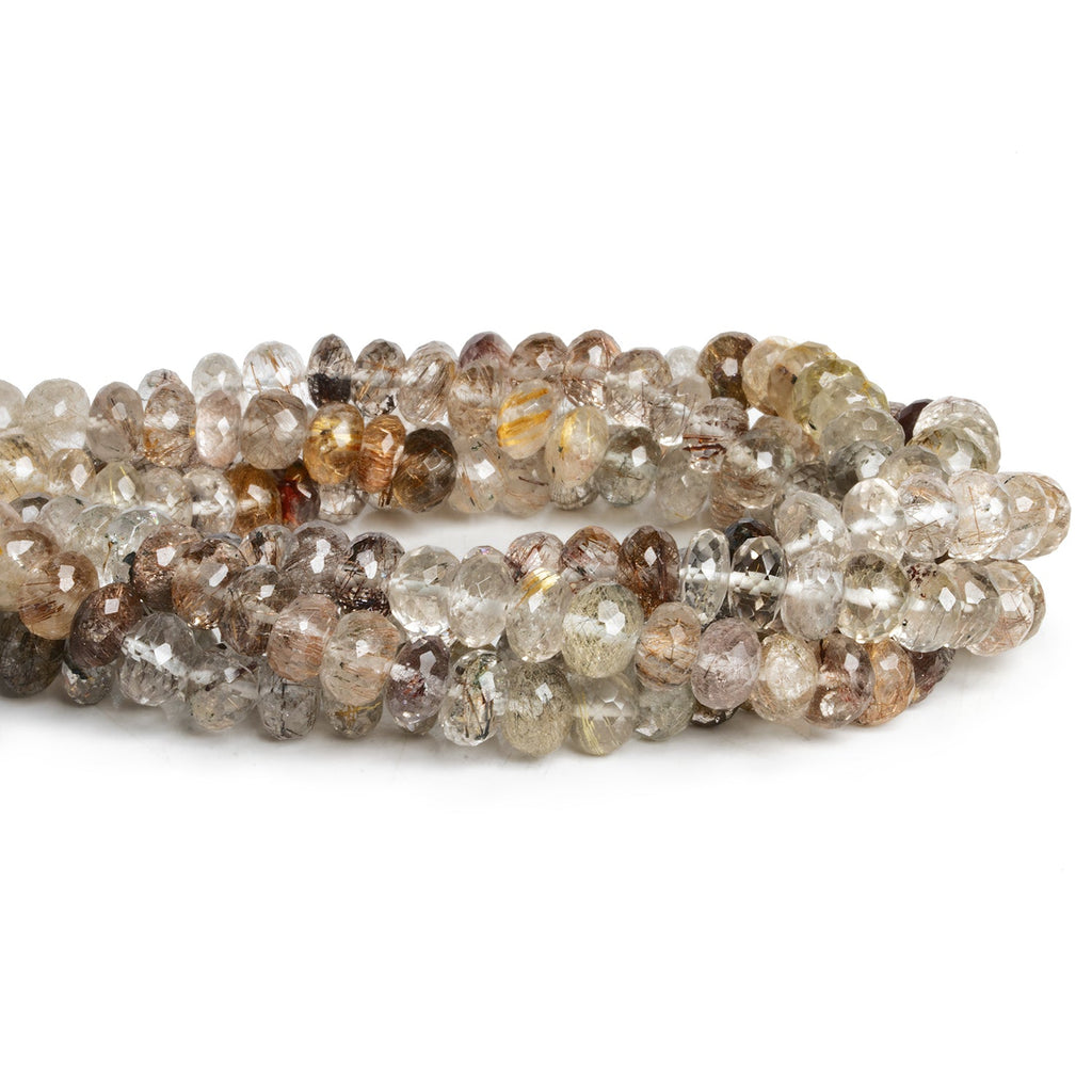 7mm Rutilated Quartz Faceted Rondelles 14 inch 73 beads - The Bead Traders