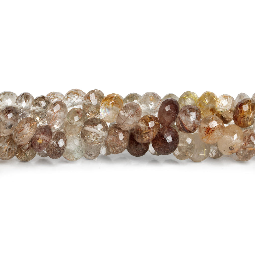 7mm Rutilated Quartz Faceted Rondelles 14 inch 73 beads - The Bead Traders