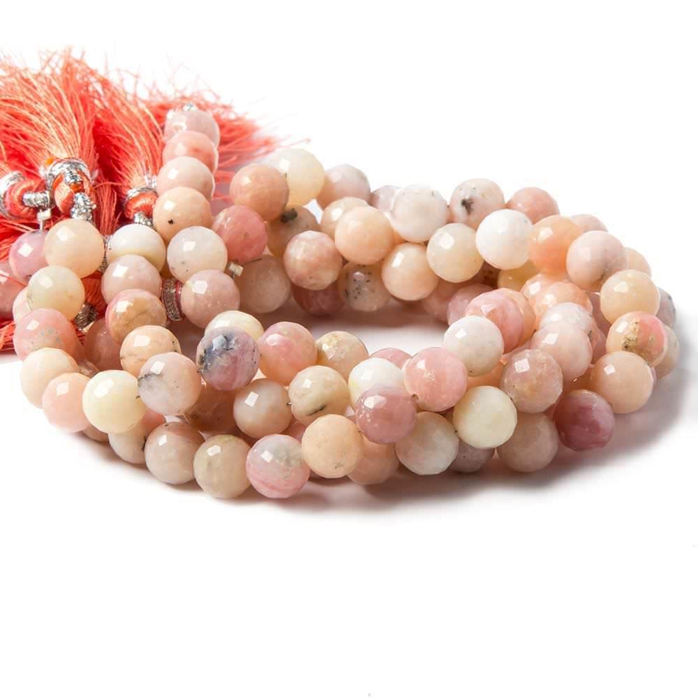 7mm Shaded Pink Peruvian Opal faceted round beads 7.5 inch 25 pieces - The Bead Traders