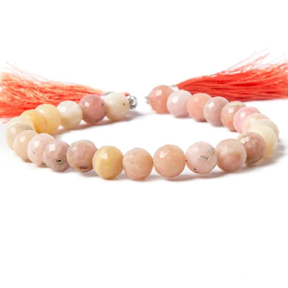 7mm Shaded Pink Peruvian Opal faceted round beads 7.5 inch 25 pieces - The Bead Traders