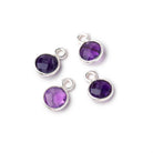 7mm Silver Bezeled Amethyst Coin Pendants Set of 4 pieces - The Bead Traders