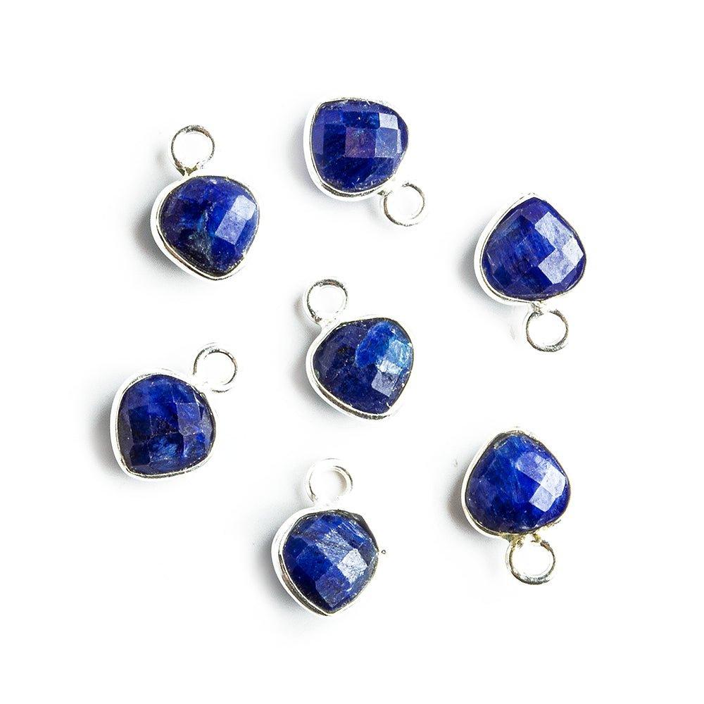 7mm Silver Bezeled Dark Blue Quartz Heart Pendants Set of 4 pieces - The Bead Traders