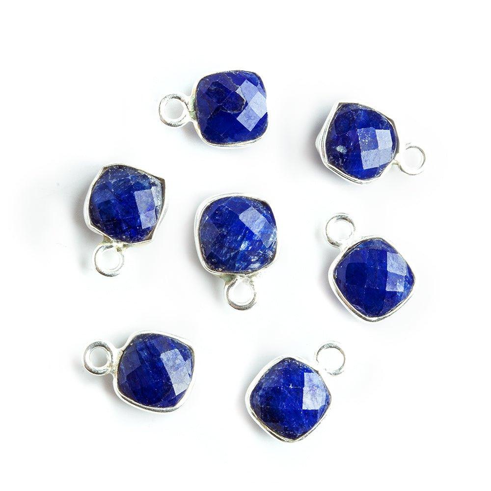 7mm Silver Bezeled Dark Blue Quartz Square Pendants Set of 4 pieces - The Bead Traders