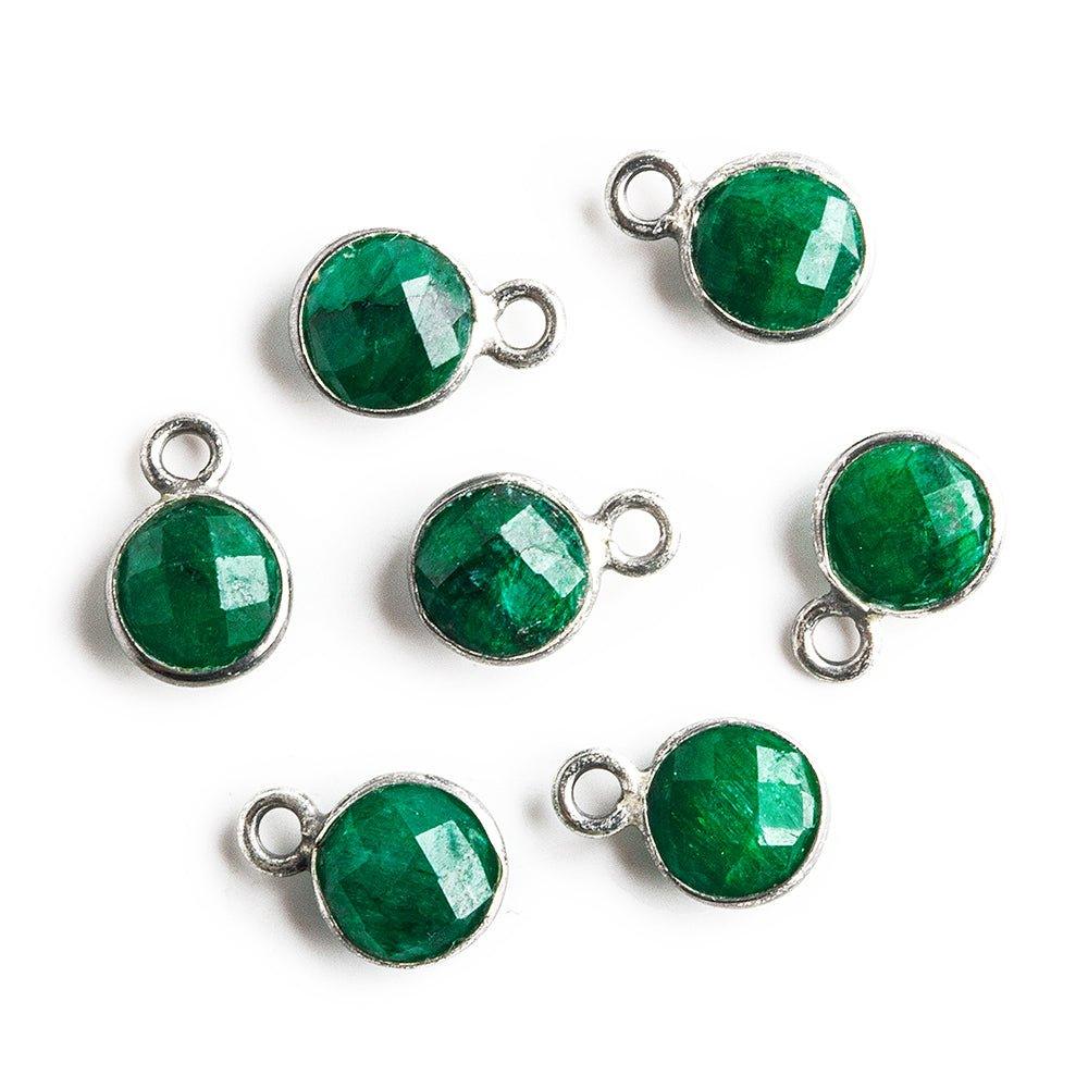 7mm Silver Bezeled Dark Green Quartz Coin Pendants Set of 4 pieces - The Bead Traders