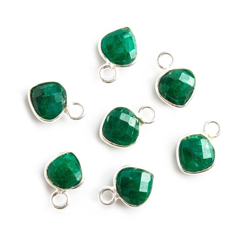 7mm Silver Bezeled Dark Green Quartz Heart Pendants Set of 4 pieces - The Bead Traders