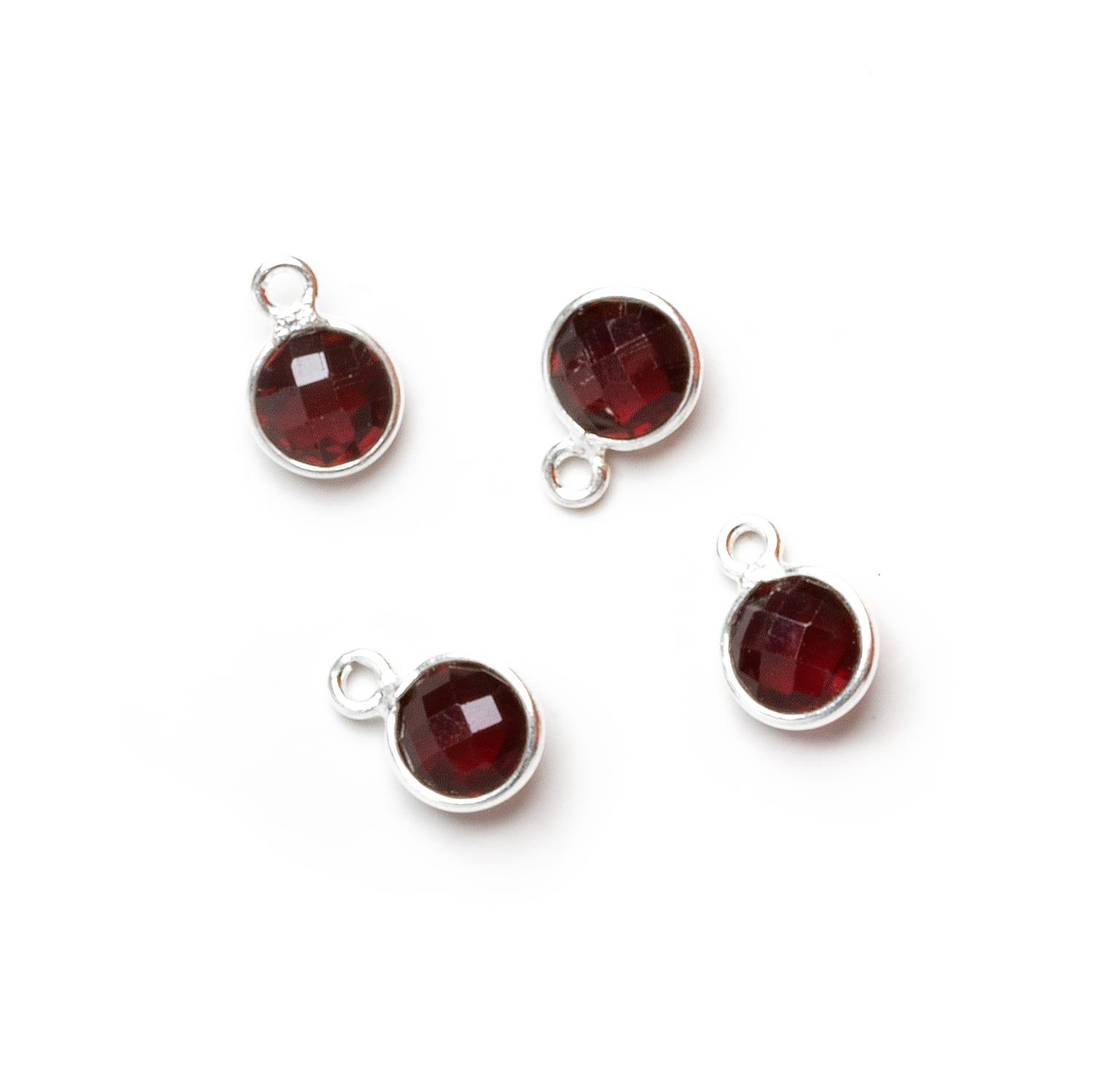 7mm Silver Bezeled Dark Red Quartz Coin Pendants Set of 4 pieces - The Bead Traders