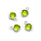 7mm Silver Bezeled Green Quartz Heart Pendants Set of 4 pieces - The Bead Traders