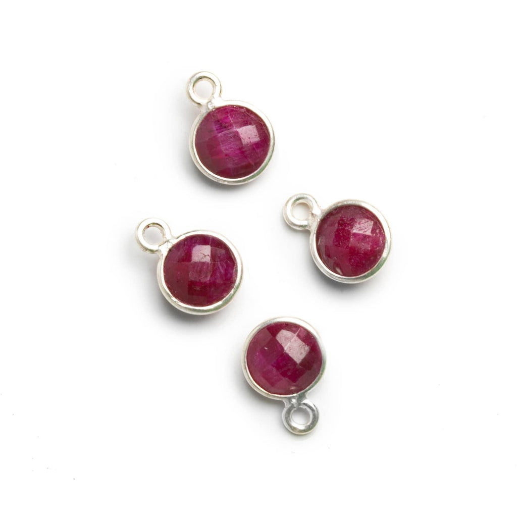 7mm Silver Bezeled Red Quartz Coin Pendants Set of 4 pieces - The Bead Traders