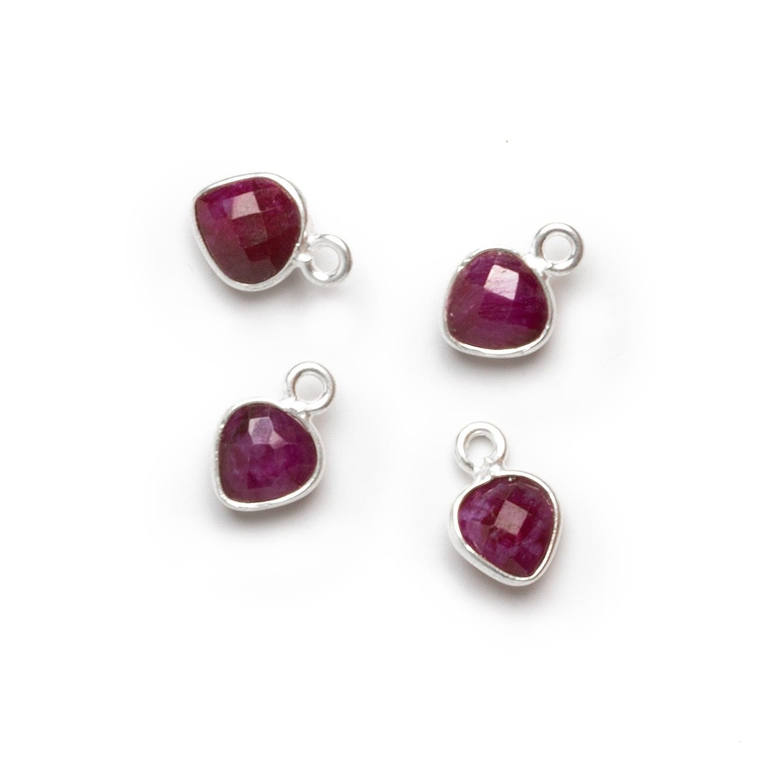 7mm Silver Bezeled Red Quartz Heart Pendants Set of 4 pieces - The Bead Traders