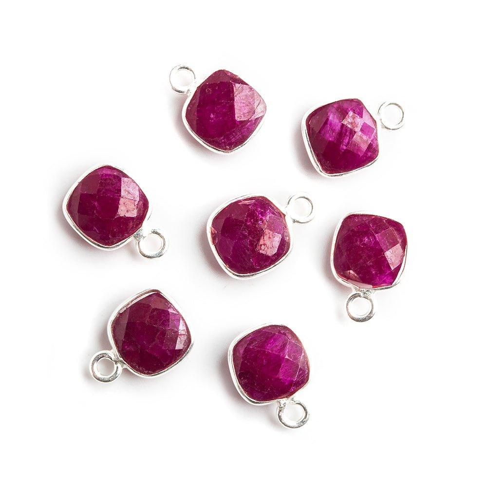 7mm Silver Bezeled Red Quartz Square Pendants Set of 4 pieces - The Bead Traders
