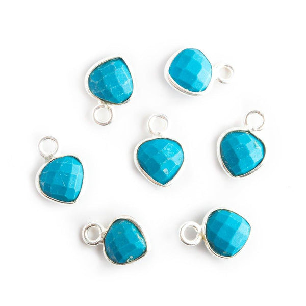 7mm Silver Bezeled Turquoise Howlite Heart Pendants Set of 4 pieces