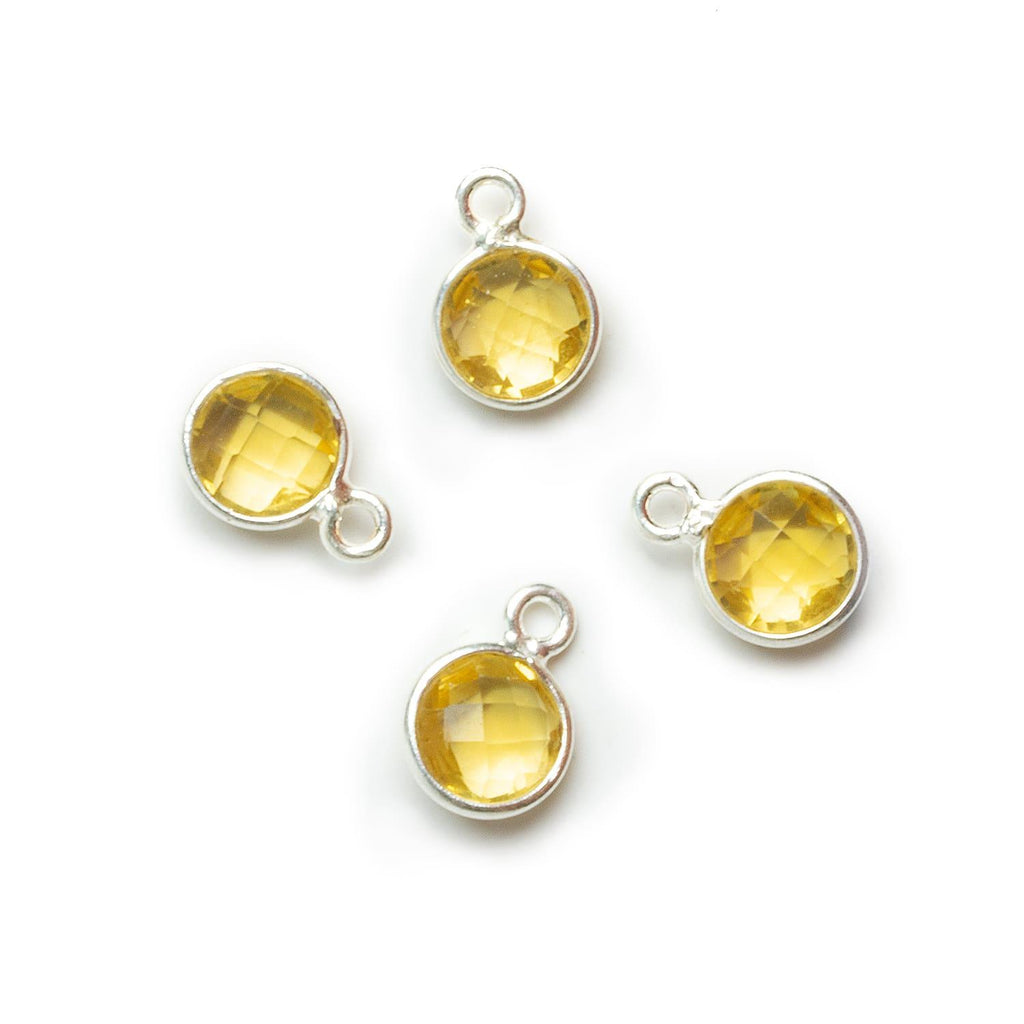 7mm Silver Bezeled Yellow Quartz Coin Pendants Set of 4 pieces - The Bead Traders