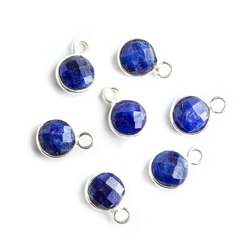 7mm Silver Gold Bezeled Dark Blue Quartz Coin Pendants Set of 4 pieces - The Bead Traders