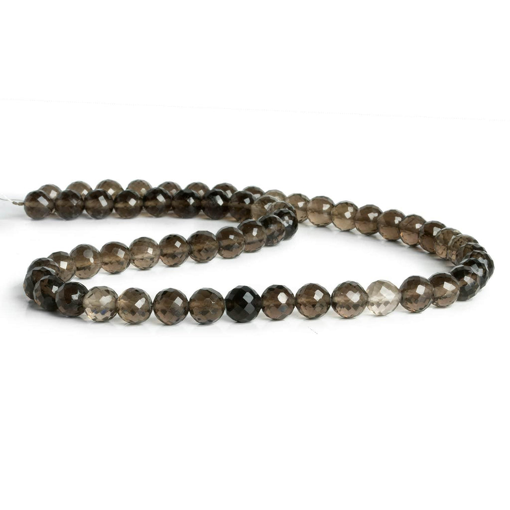 7mm Smoky Quartz Faceted Rounds 16 inch 55 beads - The Bead Traders