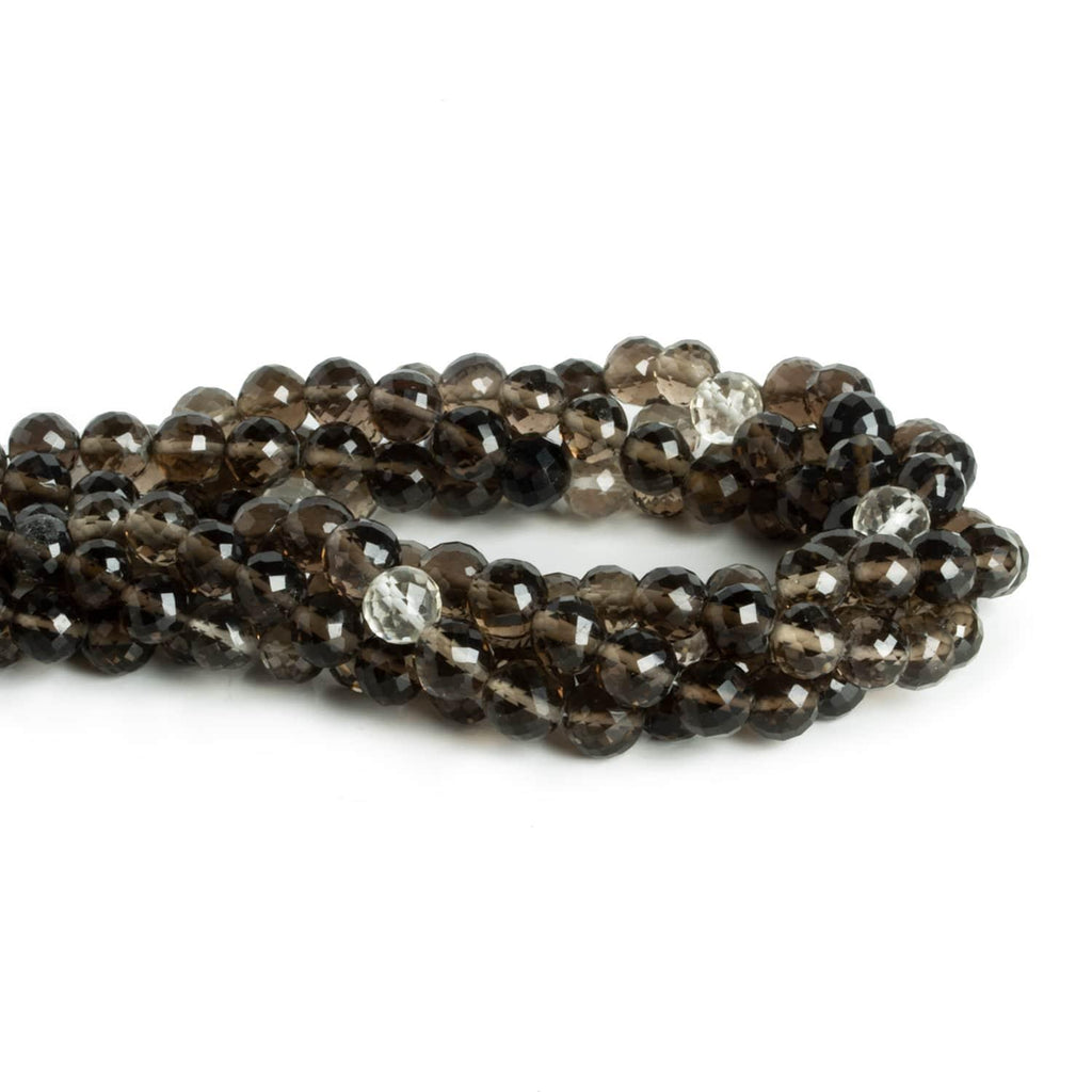 7mm Smoky Quartz Faceted Rounds 16 inch 55 beads - The Bead Traders