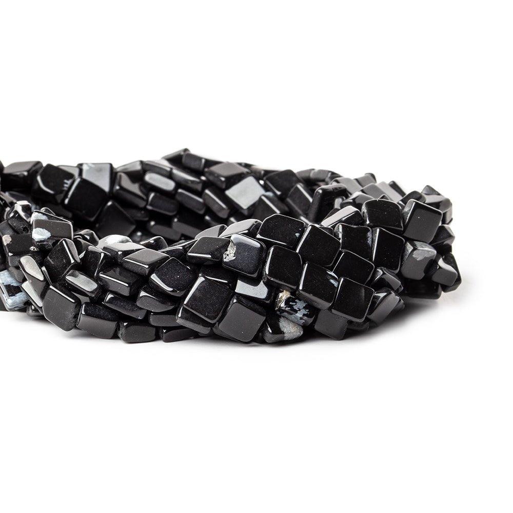 7mm Snowflake Obsidian Plain Square Beads, 14 inch - The Bead Traders