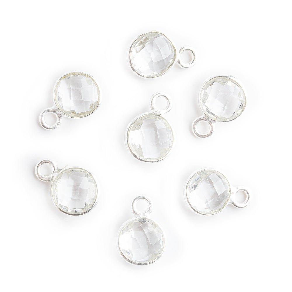 7mm Sterling Bezel Crystal Hydro Quartz Coin Pendants Set of 4 pieces - The Bead Traders