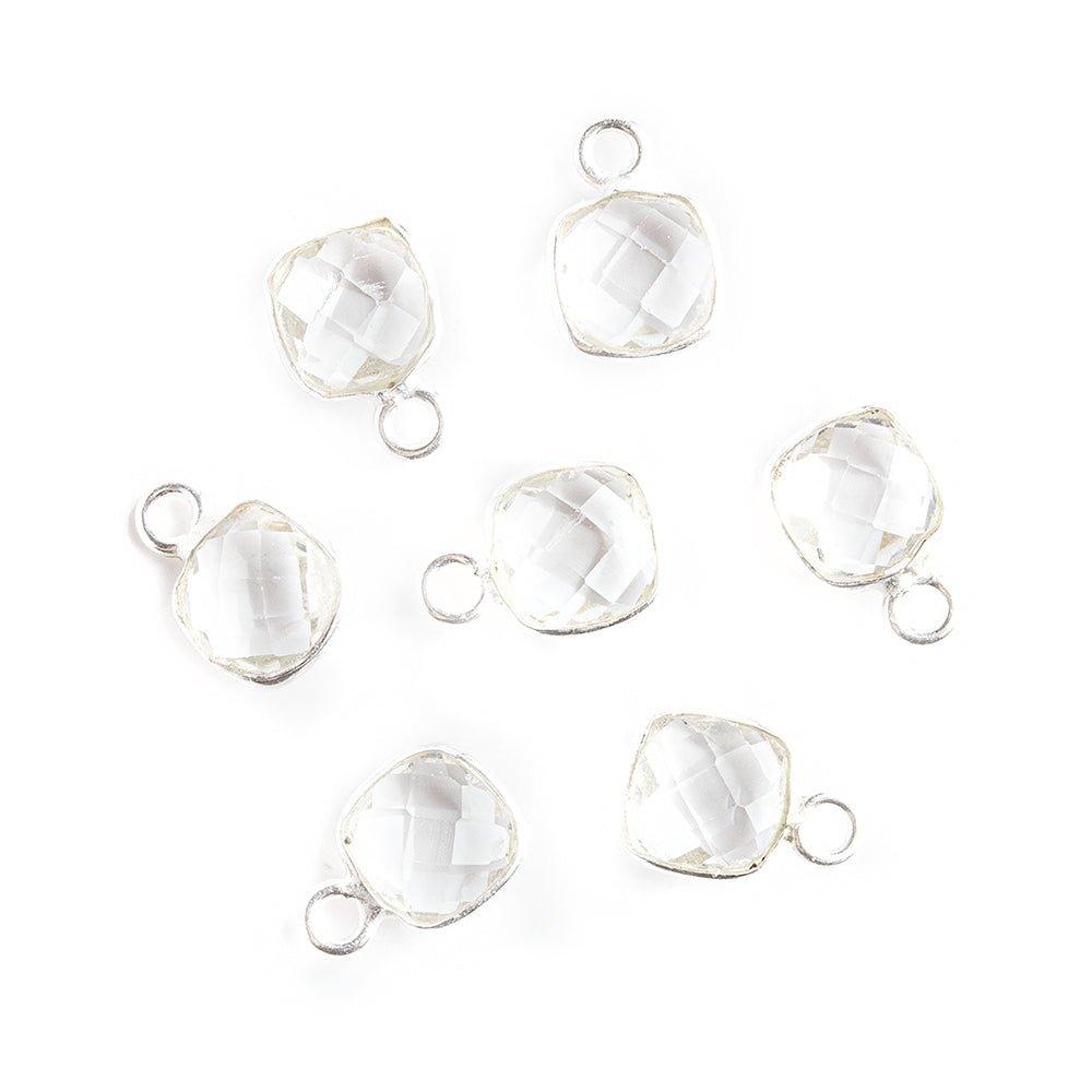 7mm Sterling Bezel Crystal Hydro Quartz Square Pendants Set of 4 pieces - The Bead Traders