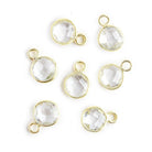 7mm Vermeil Bezel Crystal Hydro Quartz Coin Pendants Set of 4 pieces - The Bead Traders