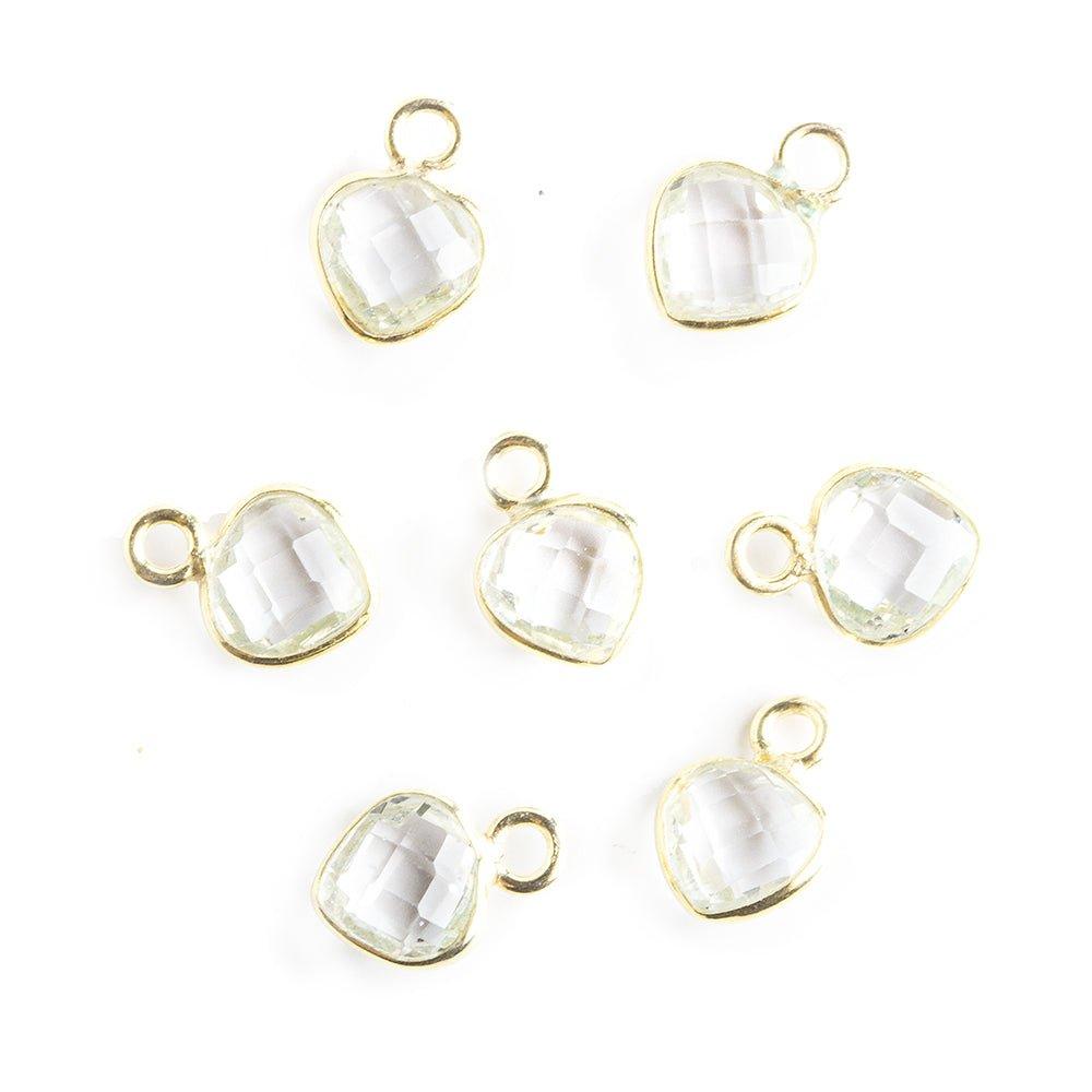7mm Vermeil Bezel Crystal Hydro Quartz Heart Pendants set of 4 - The Bead Traders