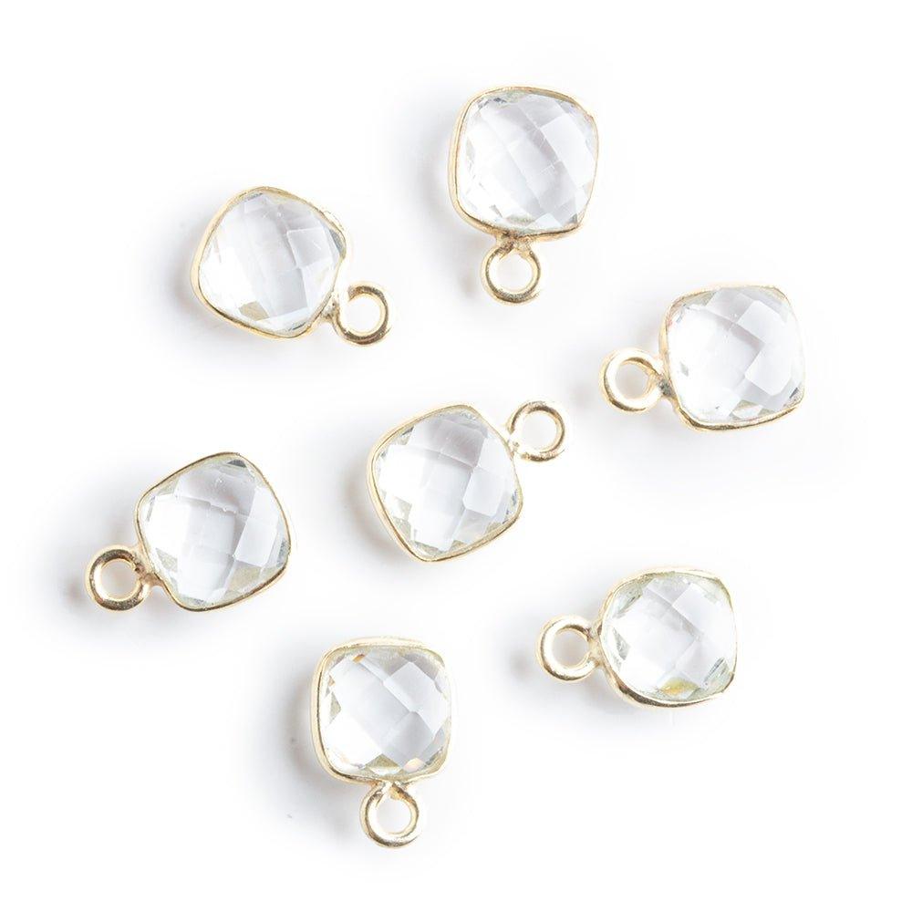 7mm Vermeil Bezel Crystal Hydro Quartz Square Pendants Set of 4 pieces - The Bead Traders