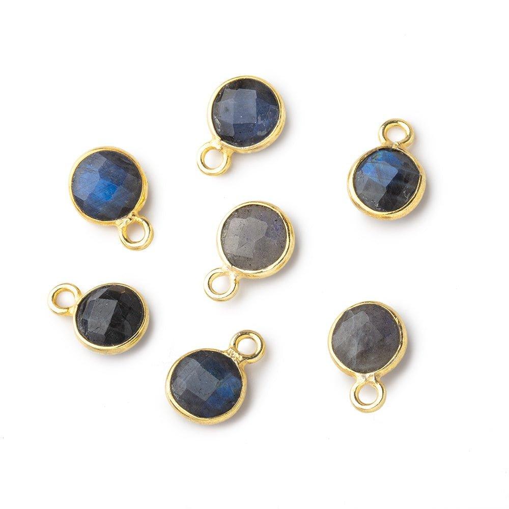 7mm Vermeil Bezel Labradorite faceted coin focal Pendant Set of 4 pieces - The Bead Traders