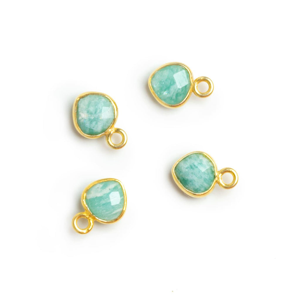 7mm Vermeil Bezeled Amazonite Heart Pendants Set of 4 pieces - The Bead Traders