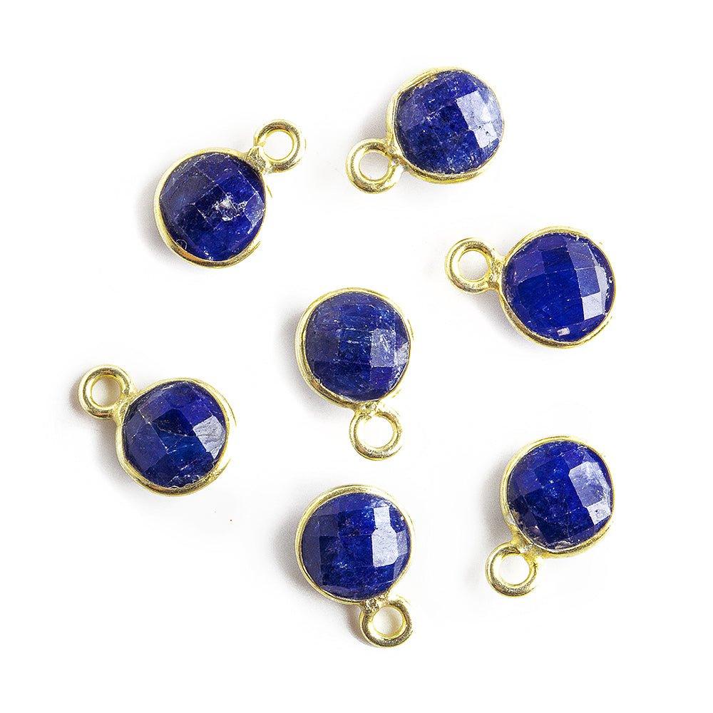 7mm Vermeil Bezeled Dark Blue Quartz Coin Pendants Set of 4 pieces - The Bead Traders