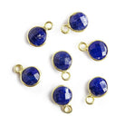 7mm Vermeil Bezeled Dark Blue Quartz Coin Pendants Set of 4 pieces - The Bead Traders