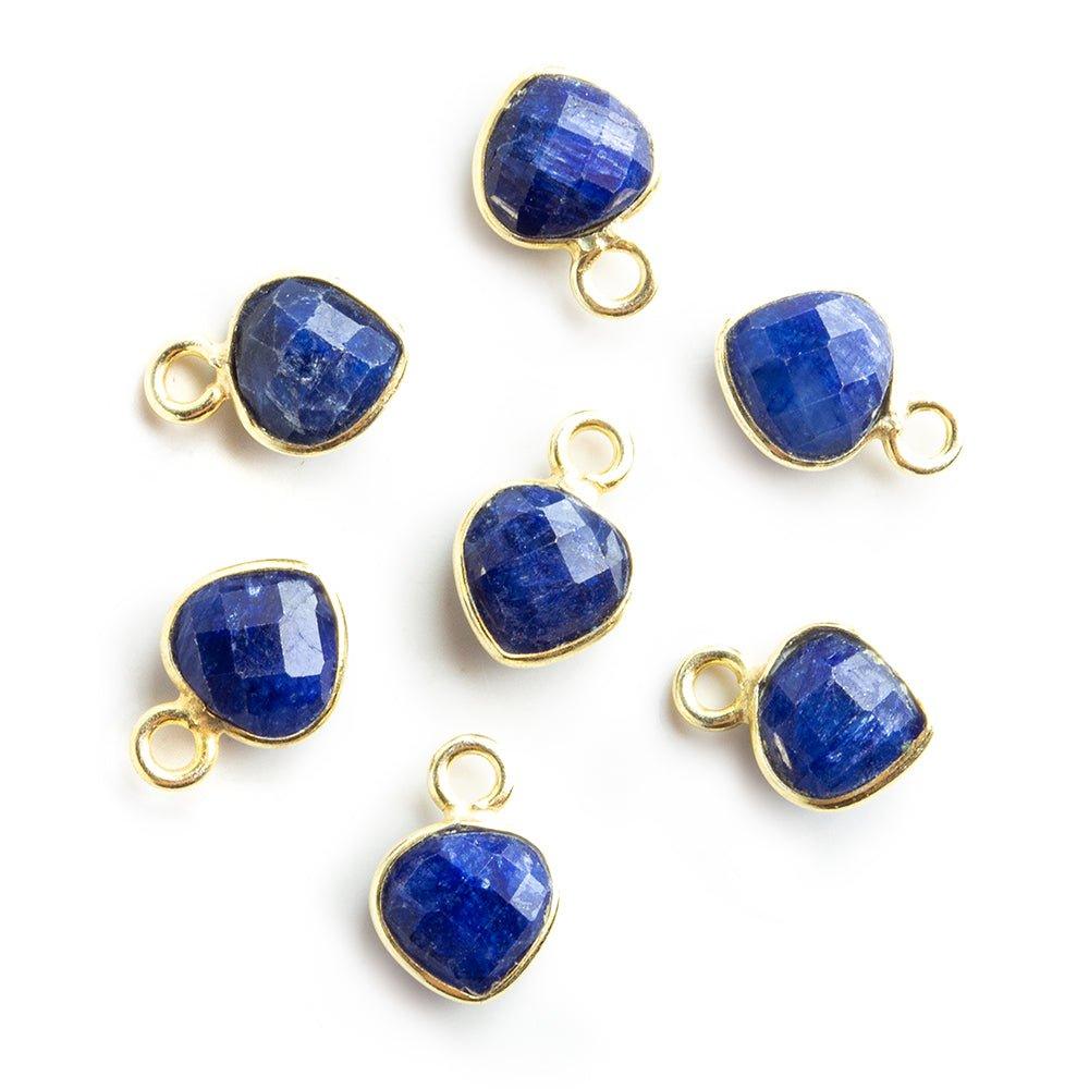 7mm Vermeil Bezeled Dark Blue Quartz Heart Pendants Set of 4 pieces - The Bead Traders