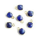 7mm Vermeil Bezeled Dark Blue Quartz Square Pendants Set of 4 pieces - The Bead Traders