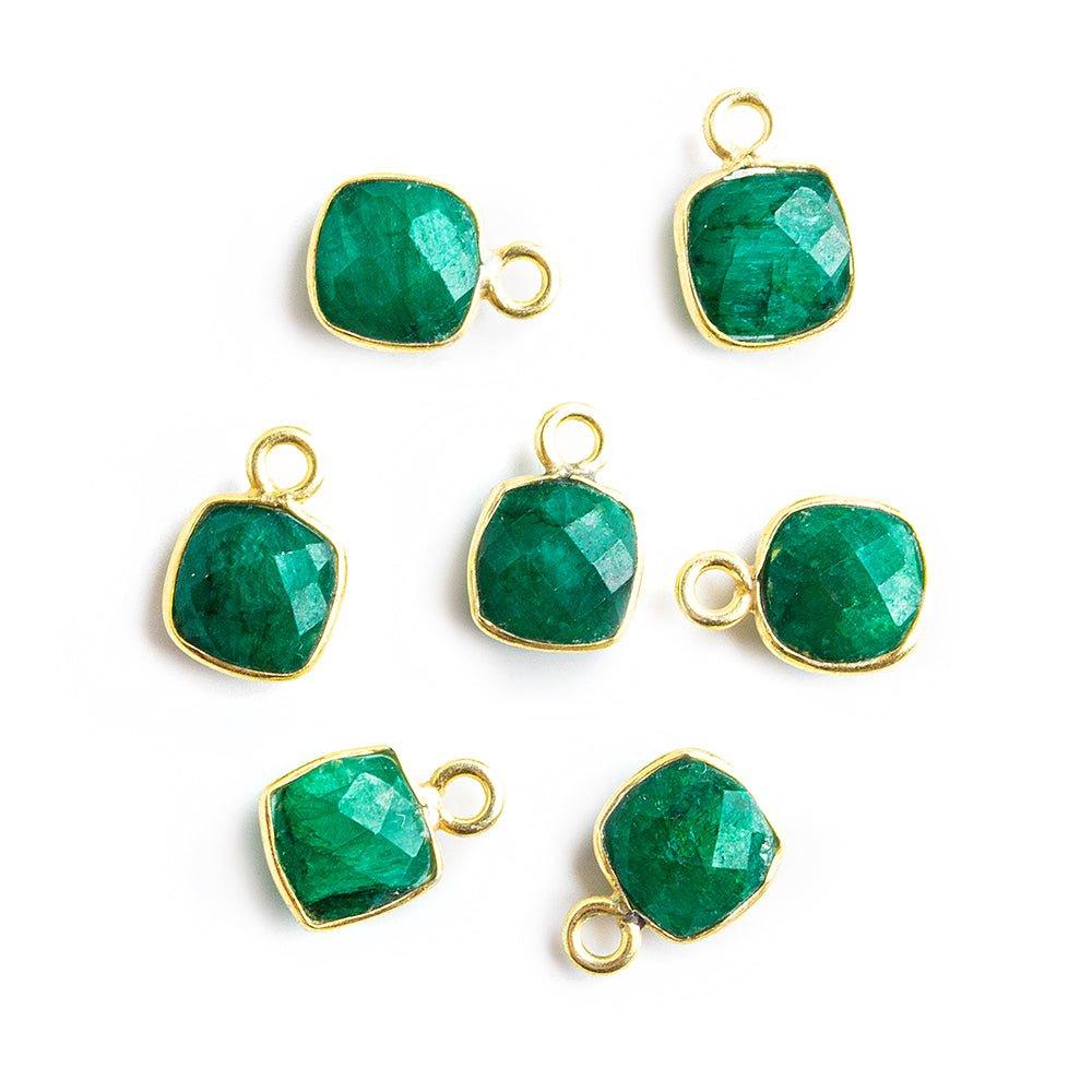 7mm Vermeil Bezeled Dark Green Quartz Square Pendants set of 4 pieces - The Bead Traders
