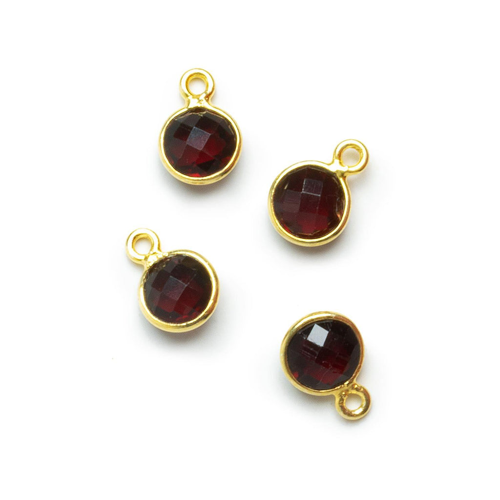 7mm Vermeil Bezeled Dark Red Quartz Coin Pendants Set of 4 pieces - The Bead Traders