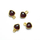 7mm Vermeil Bezeled Dark Red Quartz Heart Pendants Set of 4 pieces - The Bead Traders