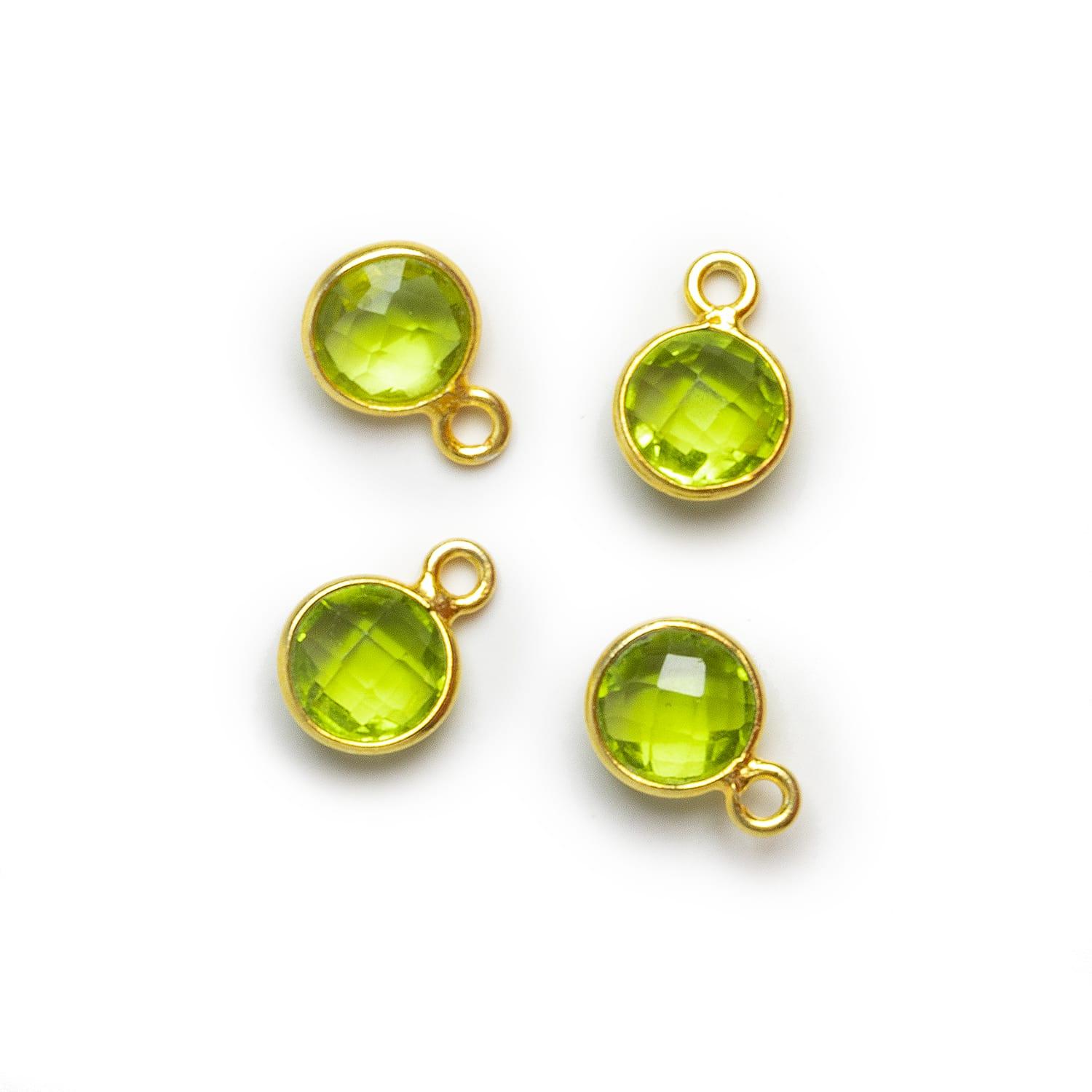 7mm Vermeil Bezeled Green Quartz Coin Pendants Set of 4 pieces - The Bead Traders
