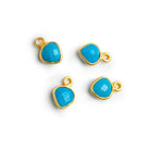 7mm Vermeil Bezeled Howlite Heart Pendants Set of 4 pieces - The Bead Traders