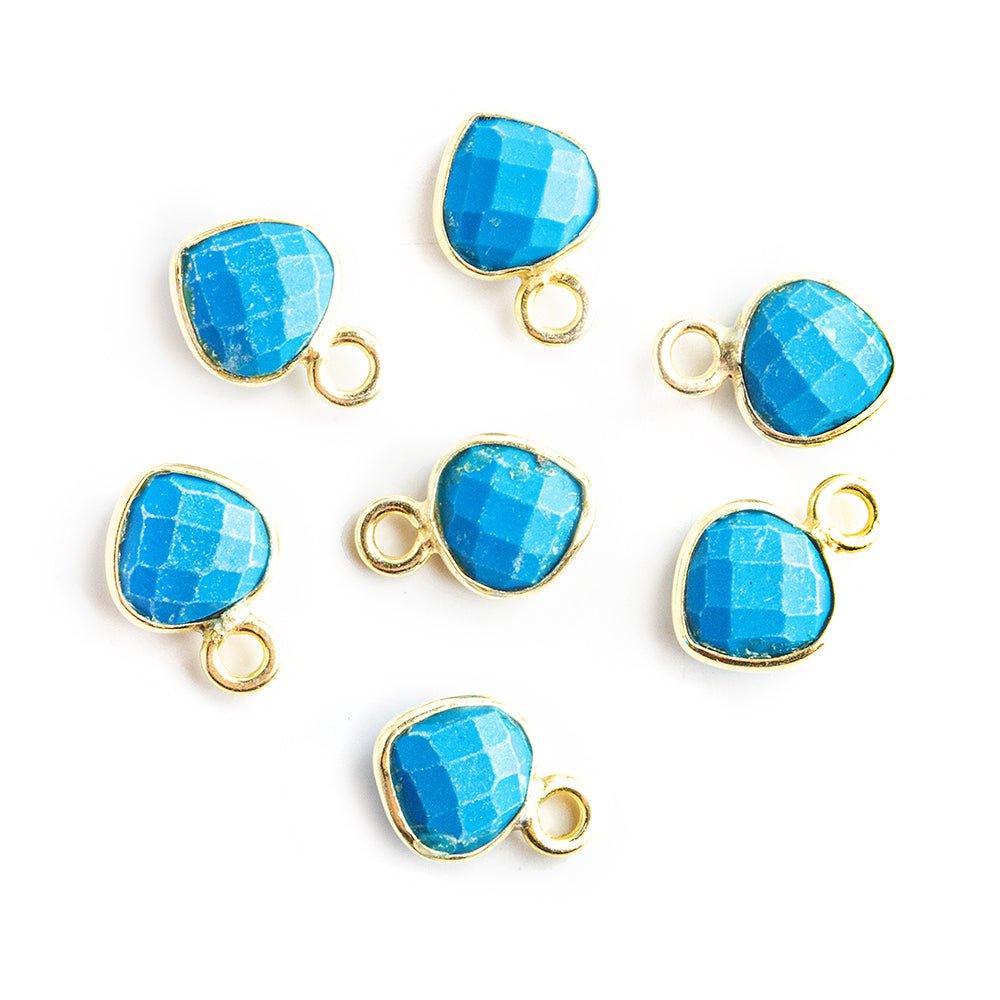 7mm Vermeil Bezeled Man-Made Turquoise Heart Pendants Set of 4 pieces - The Bead Traders