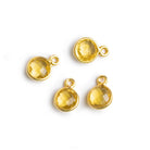 7mm Vermeil Bezeled Yellow Quartz Coin Pendants Set of 4 pieces - The Bead Traders
